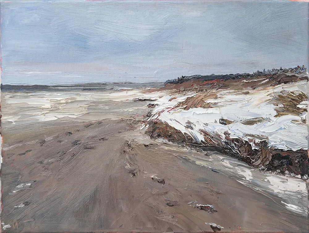 Ölbild „Goting-Strand im Winter“ von Volker Winter