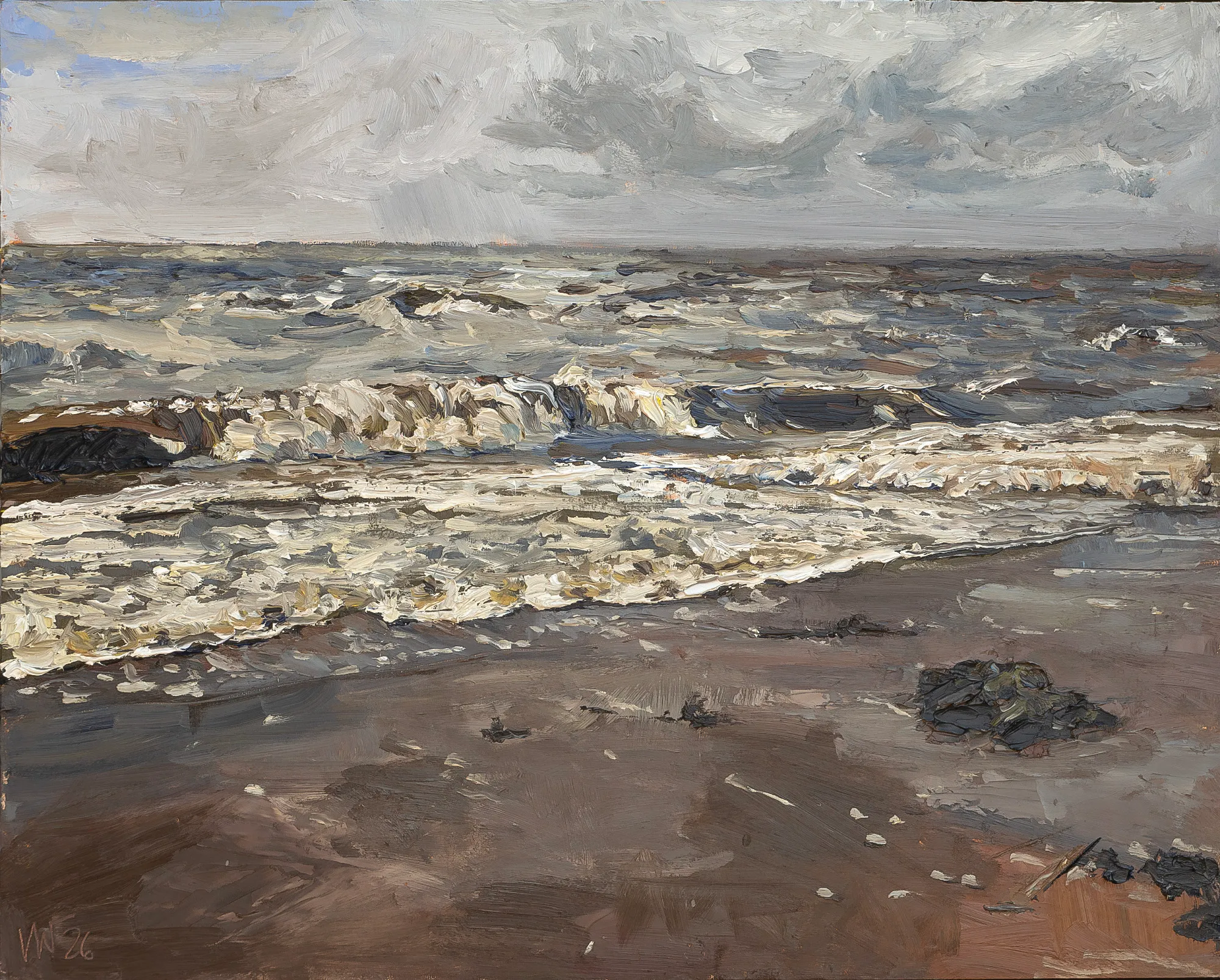 Ölbild „Rauhes Meer in Utersum“