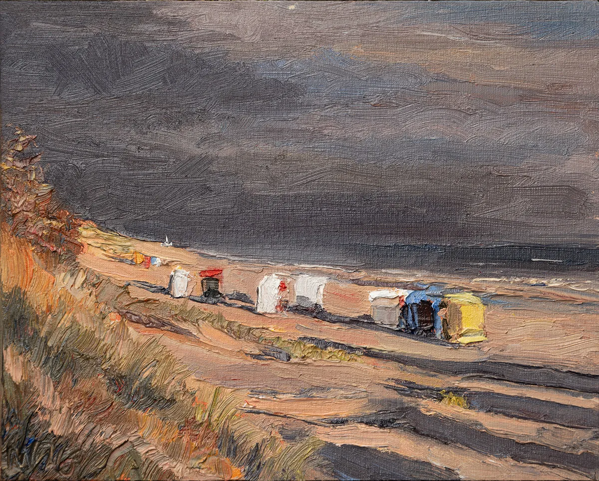 Ölbild „Strandkörbe vor Goting im Abendlicht“