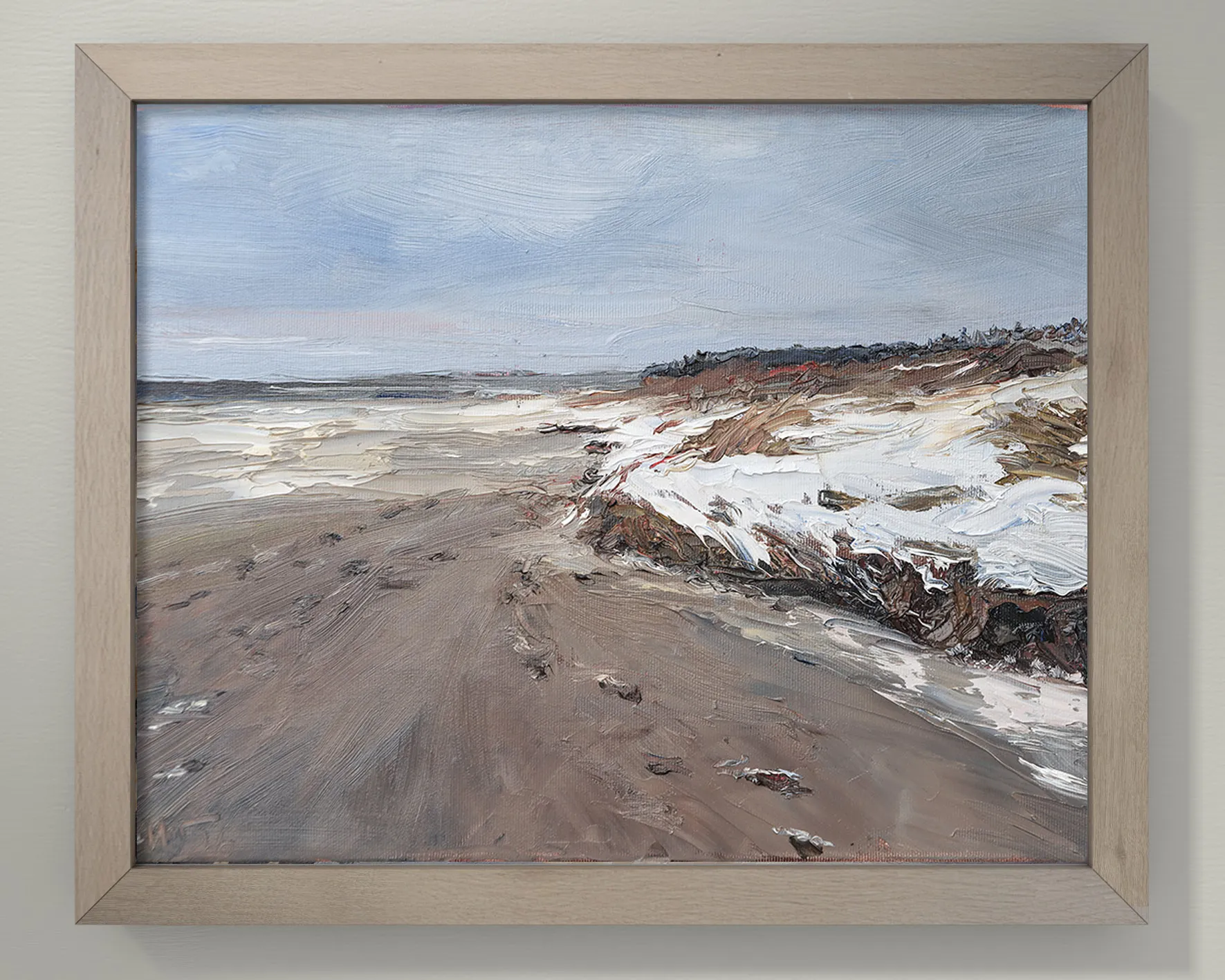 Ölbild „Goting-Strand im Winter“ – mit rahmen