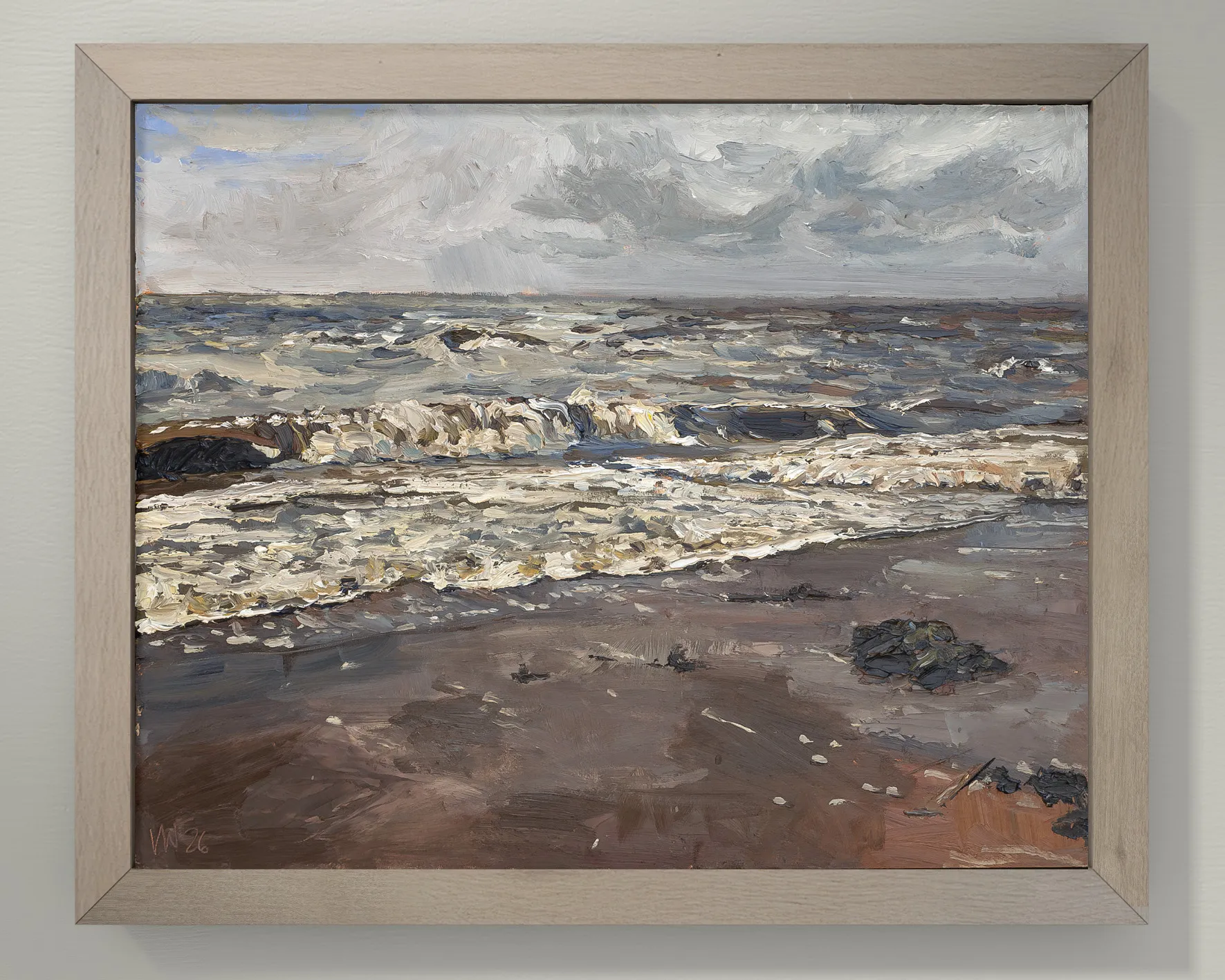 Ölbild „Rauhes Meer in Utersum“ – mit rahmen