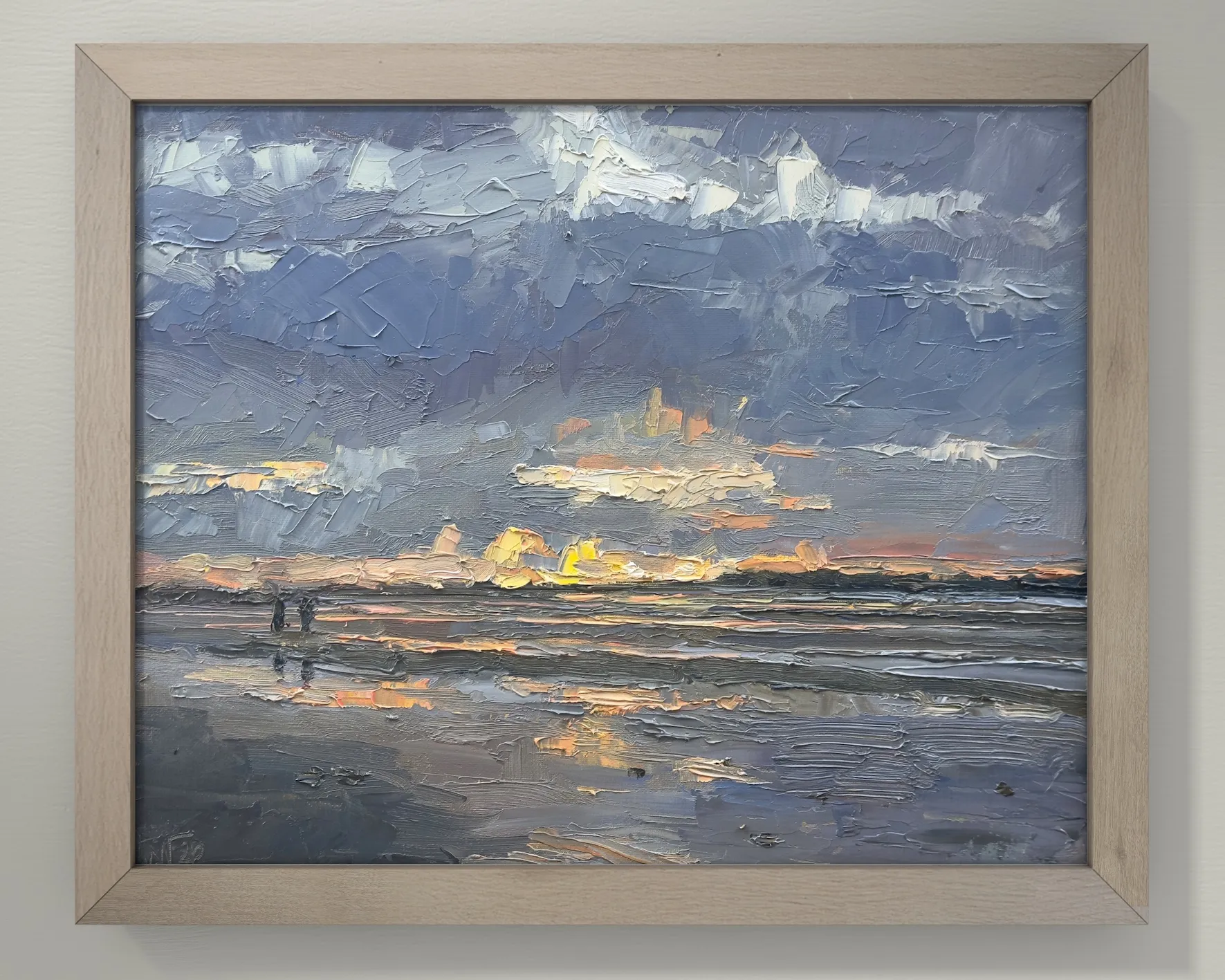 Ölbild „Wattlaufen im Sonnenuntergang“ – mit rahmen